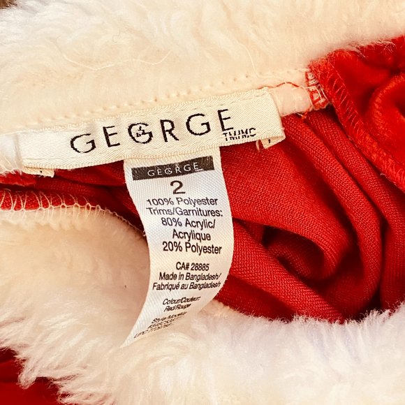 Toddler Size 2 Red Velveteen Christmas Fancy Dress with White Furry Edges - Picture 4 of 5